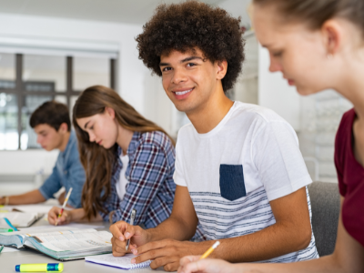 Students doing the task in the class